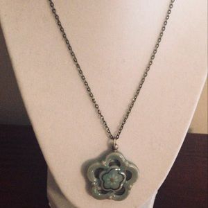 Jade Nephrite Tumbled Stone with Floral Design